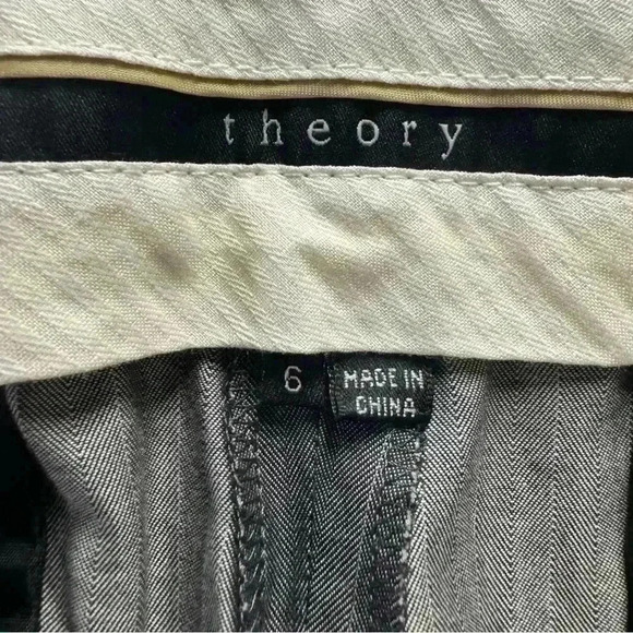 Theory Max C/Coin Women’s 6 Gray Pinstripe Flat Front Wide Leg Dress Pants - Picture 10 of 14